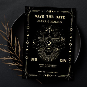 Mystieke kunst maan hemels huwelijk save the date