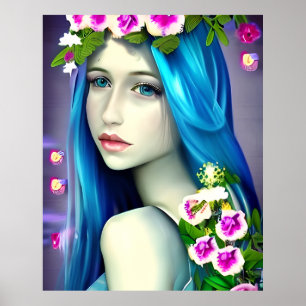 Mystieke Kunst Mooie Blauwe Fee Poster