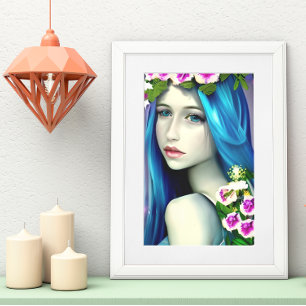 Mystieke Kunst   Mooie Blauwe Fee  Poster