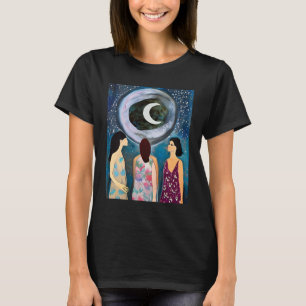Mystieke Kunst   Vrouwen kijken naar de maan T-shirt
