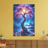 Mystieke levensboom en hemelse tuin canvas afdruk (Insitu (Woonkamer))
