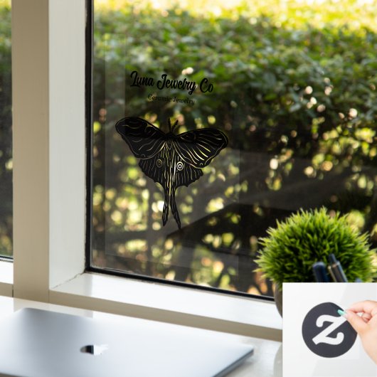 Mystieke Luna Moth Business Raamsticker (Kantoor)