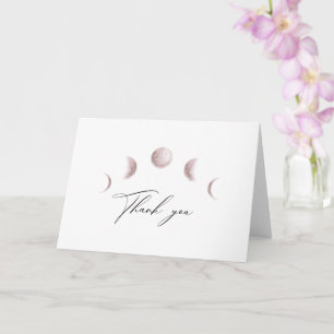 Mystieke Maan Blush Roze Bruiloft Dank u Kaart