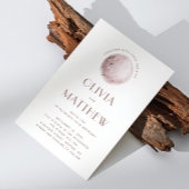 mystieke maan | Blush roze hemelse QR bruiloft Kaart