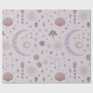 Mystieke Maan en Sterren Weefselpapier Cadeaupapier
