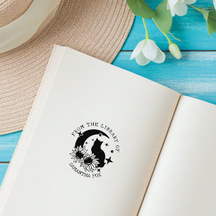 Mystieke Maan Kat Uit de Bibliotheek Van Rubberstempel