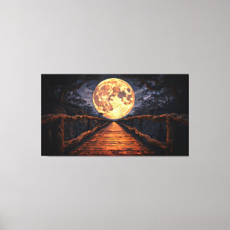 Mystieke Maanlichtbrug over rivier - 16K Ultra-H Canvas Afdruk