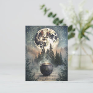Mystieke maanverlichte boskast - Witchy Magic Art Briefkaart