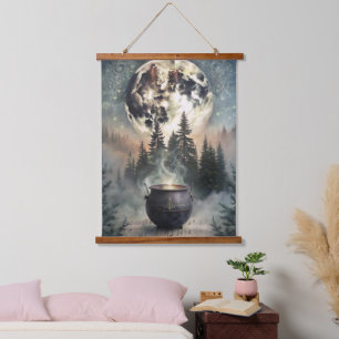 Mystieke Maanverlichte Bosketel - Hekserij Magisch Hangend Wandkleed