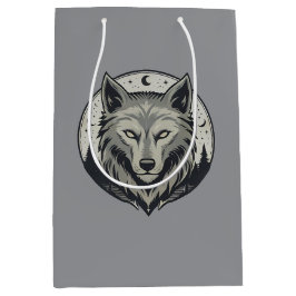 Mystieke Maanwolfkop Vintage Ontwerp Medium Cadeauzakje