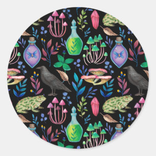 Mystieke Magic en Witchcraft Natuur Elements Ronde Sticker
