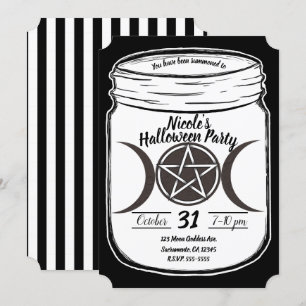 Mystieke Magische Maan Mason Pot Halloween Feest Kaart