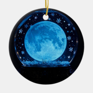 Mystieke Magische Sneeuwbol Volle Maan Keramisch Ornament