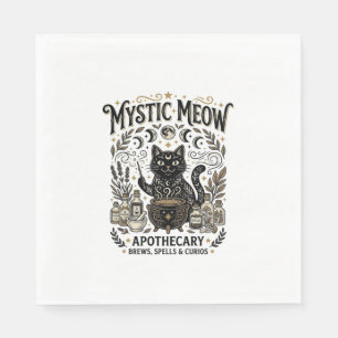Mystieke Meow Kat Hekserige Mystieke Apotheek Kat  Servet