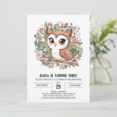 Mystieke mooie digitale uil verjaardag kaart (Staand voorkant)