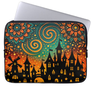 Mystieke Nacht Kasteel Silhouet Laptop Sleeve