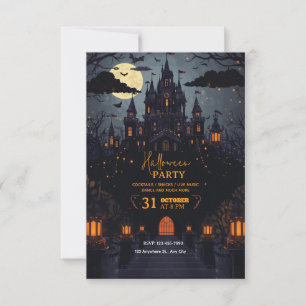Mystieke nachtthema Halloween-feestuitnodiging Kaart