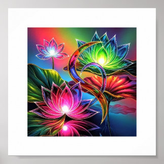Mystieke Neon Lotus Tuin – Glowende Spirituele Kun Poster