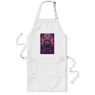 Mystieke Neon Panter Bloemrijke Mandala Lang Schort