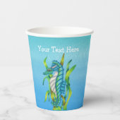 Mystieke Ocean Creature Seahorse Seaweed Blues Papieren Bekers