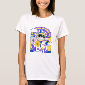 Mystieke Oog Regenboog Boog Kleurrijk Bloemig Boho T-shirt