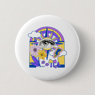 Mystieke oog regenboog boog kleurrijke bloem boho ronde button 5,7 cm