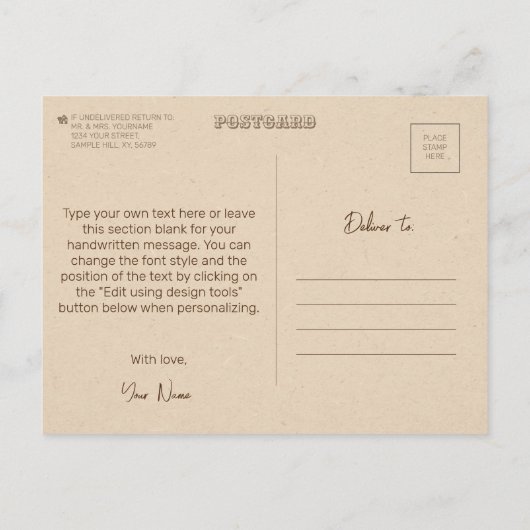 Mystieke ouderwetse geheugen Sjabloon Briefkaart (Achterkant)