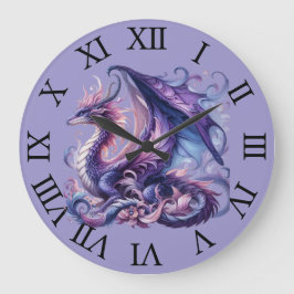 Mystieke Paarse Dragon Wall Clock Grote Klok