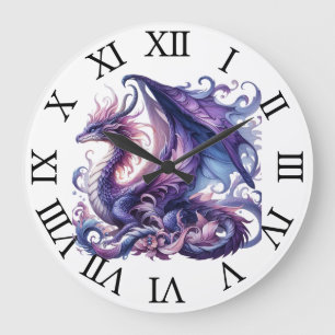 Mystieke Paarse Dragon Wall Clock Grote Klok