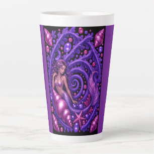 Mystieke Paarse Meermin Fantasie Kunst   Magische  Latte Mok