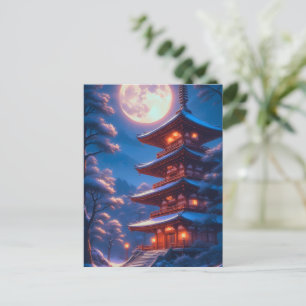 Mystieke Pagode Onder de Maanhemel Briefkaart