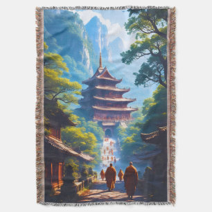Mystieke Pagode Pad bij Zonsopgang Deken