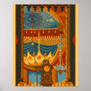 Mystieke plafondprint uit de muziekkamer van Brigh Poster