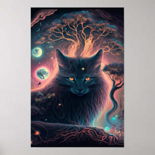 Mystieke Poster van Zwarte Kat   Hekserij Kunst 1