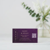 Mystieke Rainbow Deep Plum Budget QR Code RSVP Informatiekaartje (Staand voorkant)