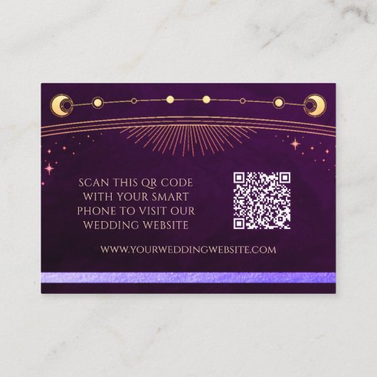 Mystieke Rainbow Deep Plum Website RSVP QR Code Informatiekaartje (Achterkant)