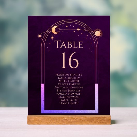 Mystieke Rainbow Deep Plum Zon Maan Sterren Ruimte Acryl Bord (Neutraal)