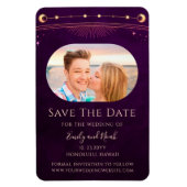 Mystieke Rainbow Plum Sun Moon Star Save The Date Magneet (Verticaal)