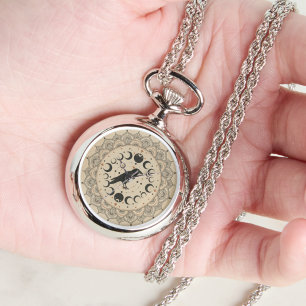 Mystieke Raven Maanfase Mandala Hemelse Kunst Horloge