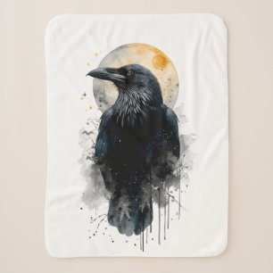 Mystieke Raven Waterverf Kunst Gothische Maan Kr Sherpa Deken