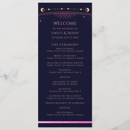 Mystieke Regenboog Marine Blauwe Zon Maan Sterren  Programma (Voorkant)