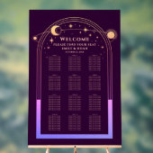 Mystieke regenboog pruim zon maan sterren bruiloft acryl bord (Neutraal)