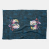 Mystieke Regenboog Uil en Volle Maan Celestial Theedoek (Horizontaal)