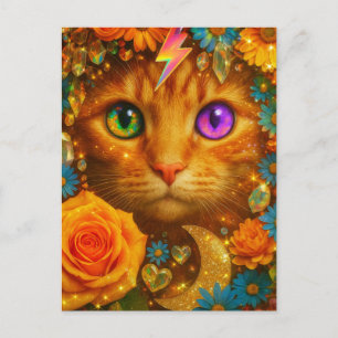 Mystieke Regenboogogige Kat Bloemendroom Briefkaart
