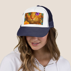 Mystieke Regenboogogige Kat Bloemendroom Trucker Pet
