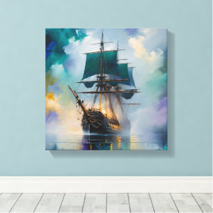 Mystieke Reis: Abstract Schip Canvas Afdruk