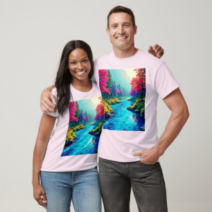 Mystieke Rivier Dromerig Bos Pad Ontwerp T-shirt