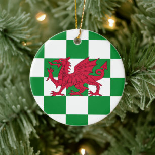 Mystieke Rode Keltische Draak Vlag van Wales Keramisch Ornament