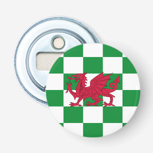 Mystieke Rode Keltische Drakenvlag van Wales Button Flesopener