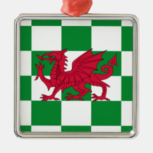 Mystieke Rode Keltische Drakenvlag van Wales Metalen Ornament